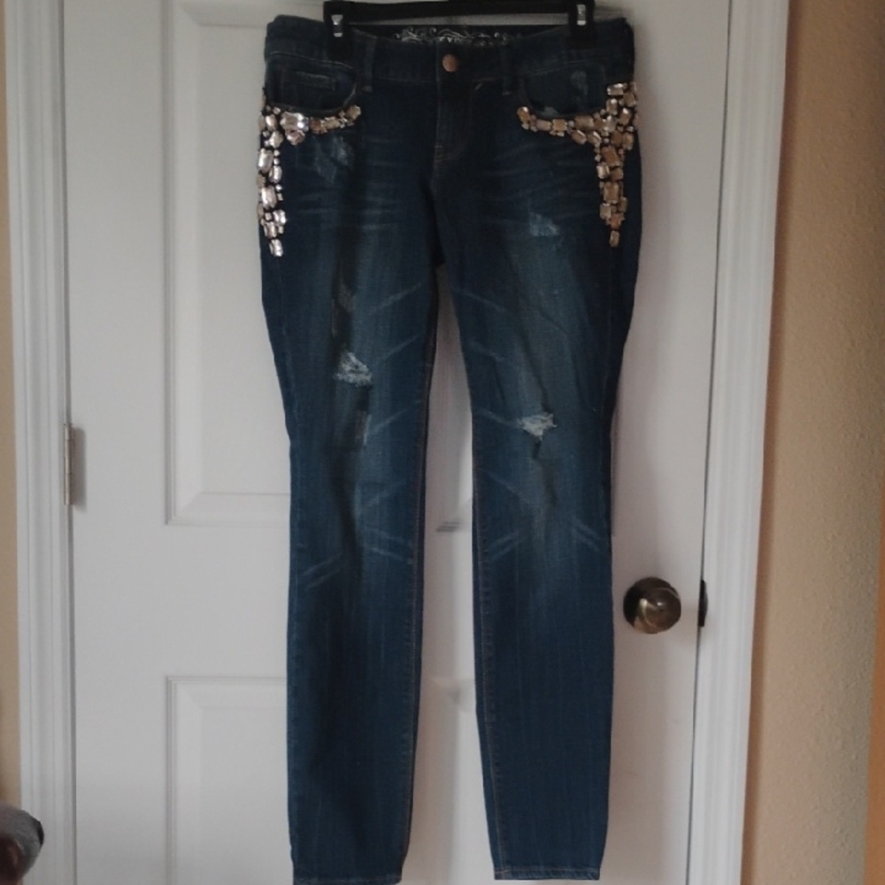 Express Ultra Skinny Low Rise Women's Bling Jeans Size 8R